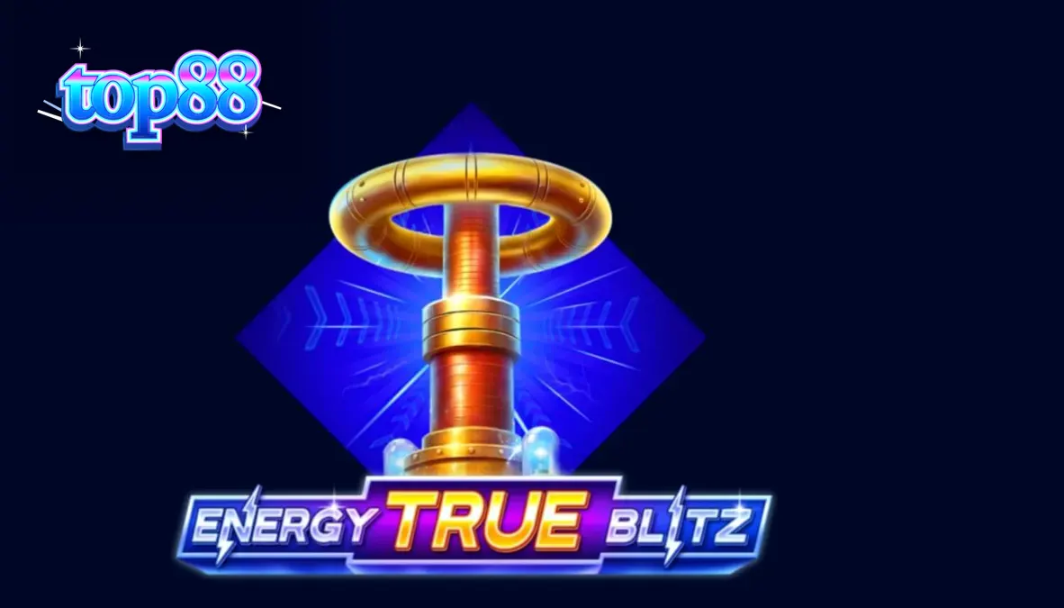 Interface do slot Energy True Blitz com símbolos de neon e relâmpagos